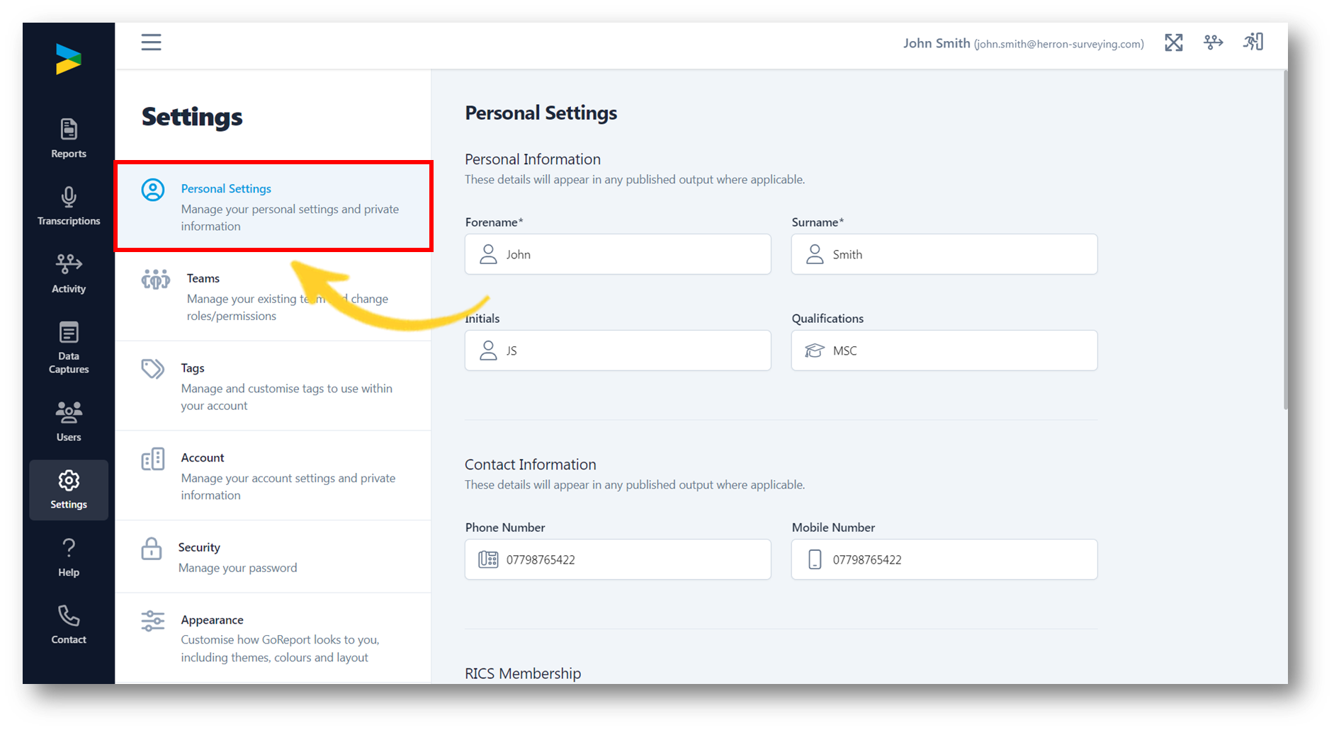 Web Portal 2.0 Personal Settings and Account Settings