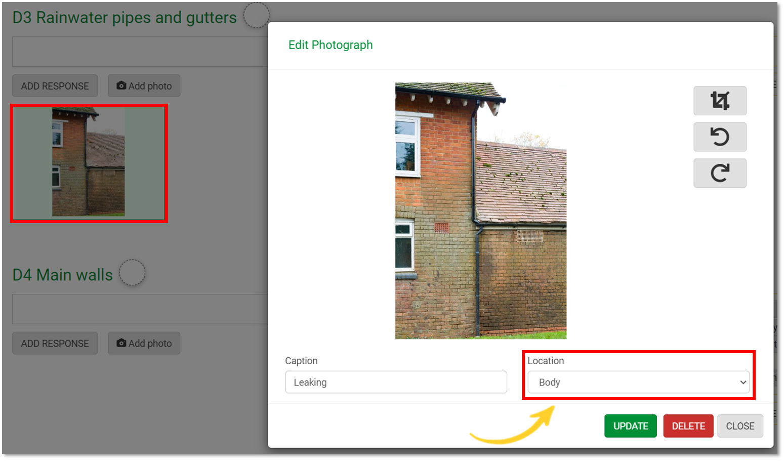 image showing how to change location of a photo