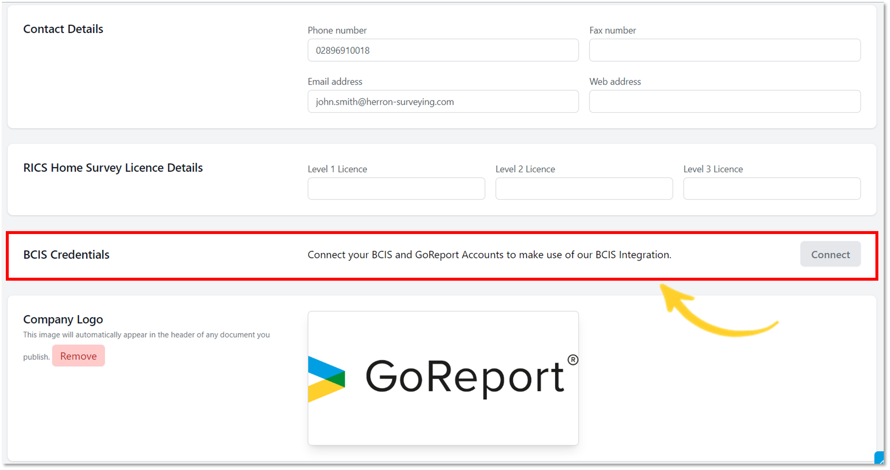 bcis credentials section